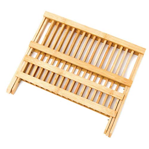 Escurreplatos plegable de madera para camping, jardín y actividades al aire libre 8