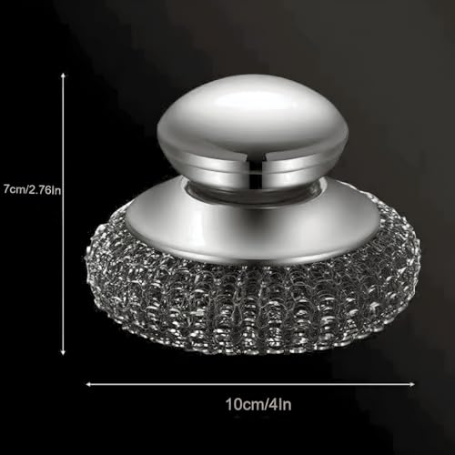 Image of 8Pcs Stainless Steel Wool Scrubber with Handle, Dish Scrubber Cleaning Supplies for Pots, Pans, Grills, Dishes