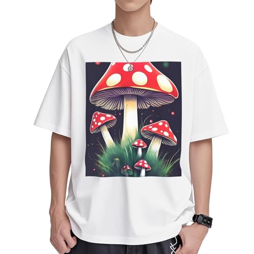 T-shirt champignons magiques imprimé original en coton coupe ample ultra confortable