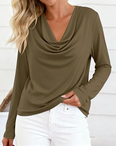 PRETTYGARDEN Women Fall Cowl Neck Long Sleeve Tunic Top - image 5