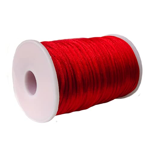 Paybous 2.5 Mm X 110 Yards Nylon Satin Cord Beading Braided Thread String For Chinese Knotting Rattail Macrame Bracelets Necklaces Jewelry Making (Red) #TOP1