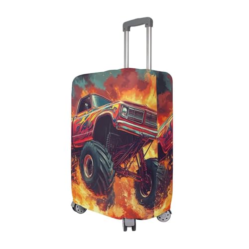 Suitcase Covers for Luggage Protectors Anti-scratch Aesthetic Travel Essentials for Women Monster Truck, M, Fits 22-24 Inch Case3