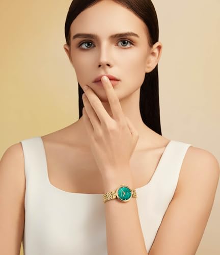 GOLDEN MAPLE Dainty Gold Watch for Women: Mother of Pearl Dial with Diamond Time Markers, Adjustable Bracelet and Stylish Watch Box2