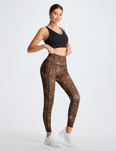 Image of THE GYM PEOPLE Thick High Waist Yoga Pants with Pockets, Tummy Control Workout Running Yoga Leggings for Women