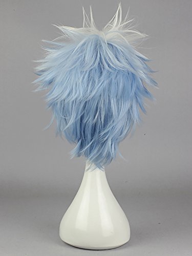AMYHOME 14'' Lolita Cosplay Costume Wig Short Straight Hair Party Halloween Wig Anime Heat Resistant, Blue - Image 4