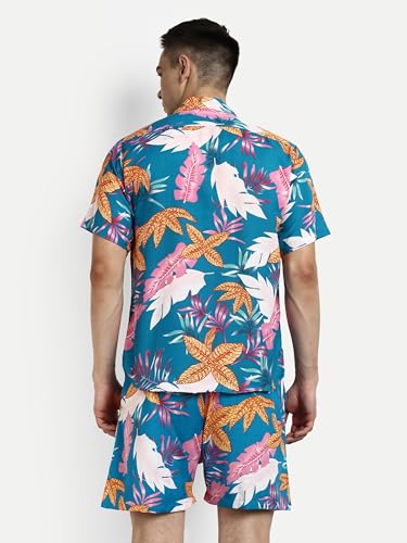 Image of GRECIILOOKS Co Ord Set for Men | Trendy Night Dress for Boys | Shirt and Shorts Combo for Lounge | Stylish Summer and Travel Outfit | Men's Matching Two-Piece for Vacation