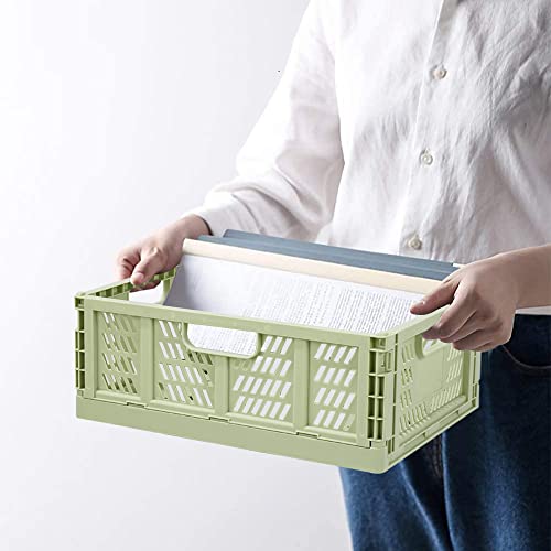 Tuevob Regalkörbe 4 Set Plastik Lagerkisten Faltbar Aufbewahrungsboxen Küche Schubladeneinsätze Stapelbare Regal Körbe Lagerkästen Transport boxen Schrankbehälter Cubes Home Office Schlafzimmer- Grün