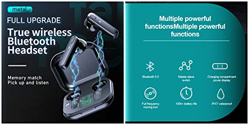 JINQII Fone de Ouvido Bluetooth True Wireless, Fones de Ouvido Intra-auriculares Bluetooth estéreo e