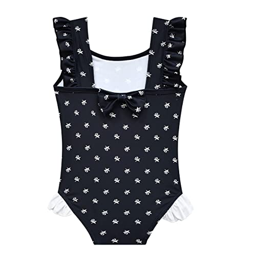 Latafat Wednesday Addams Bathing Suit Girls Cosplay Swimsuit Kids Flutter Sleeve Swimwear Child Black One-Piece Beach Wear 7-8 Years #TOP1
