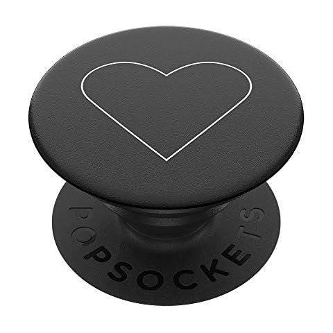 PopSockets: PopGrip Expanding Stand and Grip with a Swappable Top for Phones & Tablets - White Heart Black Cover