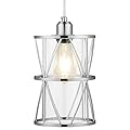 SHENGQINGTOP Modern Cylindrical Pendant Light with Clear Glass, Brushed Nickel Hanging Light, Transitional Metal Pendant Lighting Fixture for Kitchen Island Sink Dining Room Bar
