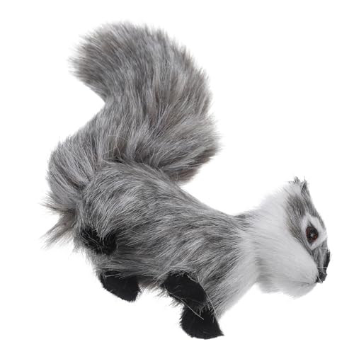 OUNONA Realistic Plush Squirrel Ornament Small Furry Animal Figurine for Desktop Decor and Photography Props Cute Grey Micro Landscape Decoration and Gift