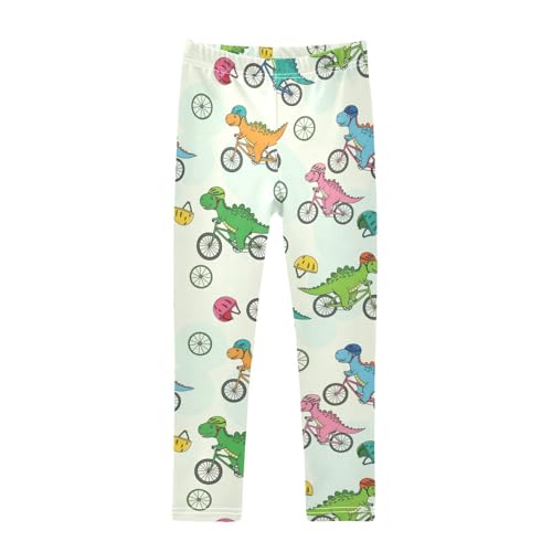 J JOYSAY Colorful Dinosaur Cycling Girls Leggings Soft Comfortable Stretchy Kids Toddler Leggings Size 4-10T