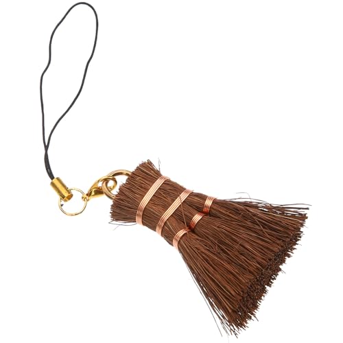 WESIEVYA Escoba de Palma Mini de Cerdas Naturales para Limpieza de Escritorios y Ceremonia del Té, Escoba de Mano Pequeña y Portátil, Herramienta Práctica para Hogar y Oficina