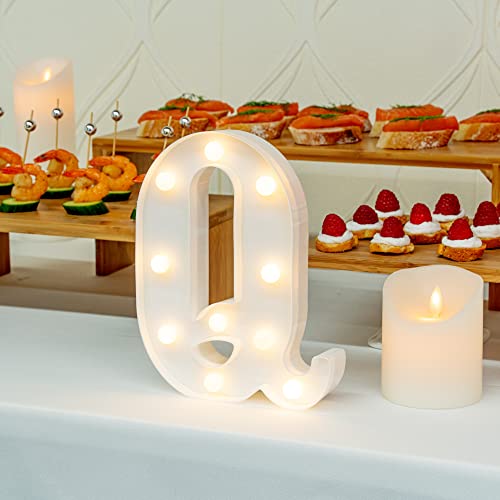 Image of Restaurantware-Illumify 6.8 x 1.2 x 8.7 Inch Light Up Letter, 1 Durable Marquee LED Light - Letter Q, Touchproof, White Plastic Party Light, Keyhole Slot, For Parties, Weddings, Or Special Events