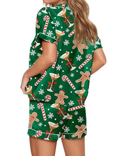 Image of SHESHOW Satin Pajamas for Women Set Preppy Animals Pjs Short Sleeve Shorts 2 Piece Loungewear Sets XS-XXL