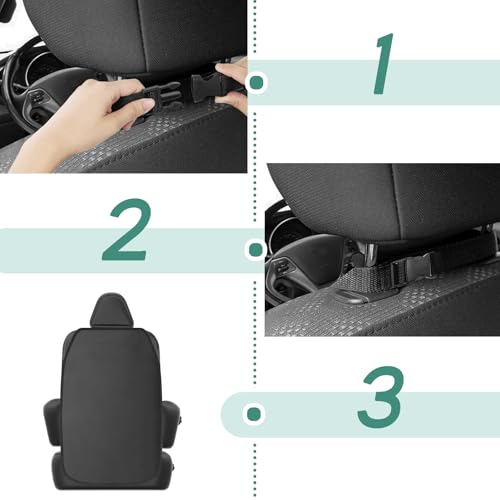 Romon Protection Siege Voiture, 2 Pièce Protections Dossier de Siège Voiture, Organisateur Voiture Enfant, Protections de Sièges Arrière Enfant Impermérable Anti-salissures pour Kind Chien, Noir – vue 5