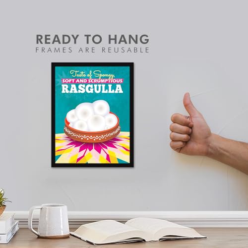 Image of Chaka Chaundh - Rosogolla poster - Sweets Mithai shop and confectionery store wall art framed quotes decor item - Restaurant cafe food Deserts poster frame decoration items - 14 X 11 inches