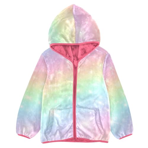 OTVEE Rainbow Pastel Clouds and Sky Kids Hoodie Jacket Fall Spring Full Zip Warm Outwear Coat