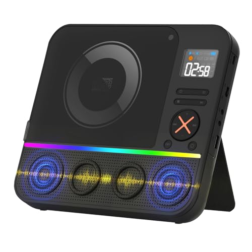 Tragbarer CD Player Bluetooth, Boombox Desktop CD-Player mit Bluetooth FM-Radio und RGB LED-Anzeige Integrierte Dual-Lautsprecher Unterst&uuml;tzt USB/AUX f&uuml;r Hause Camping Tragbare CD-Players