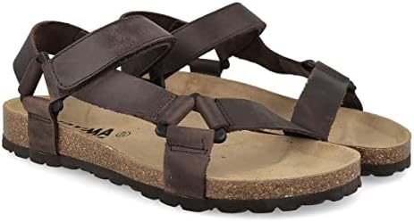 PAYMA - Leren Sandalen Dames Heren Unisex met Twee Gespen. Open Teen. Comfortabele Californische Zomerslippers van Bio Kurken Zool. Anatomische Sjabloon. Kleur: Platina, Maat: EU 40