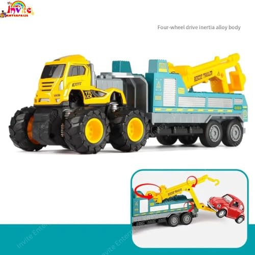 Image of 1:43 Metal Toys Alloy Diecast Truck Set Toy, Diecast Miniature Car Model (Pack of 2-Multicolor) (Rescue Truck & Oil Tenk) Brand