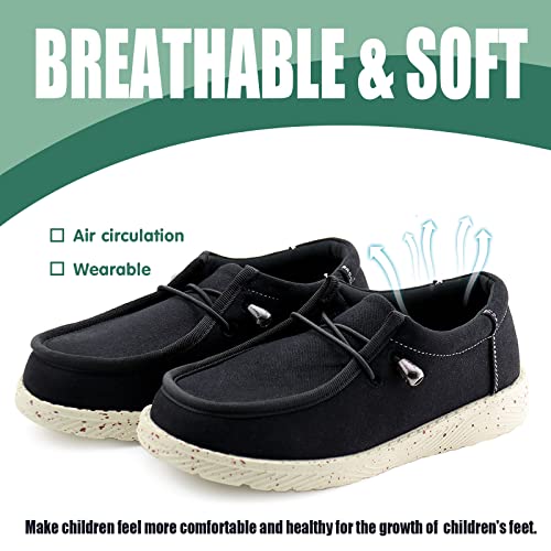 Firelli Kids Canvas Loafers Boys Girls Slip-On Loafers(Black,4W) #TOP3