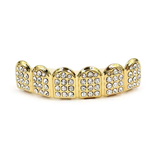 Sunisery Gold Plated Teeth Grillz Mouth Top Bottom Hip Hop Teeth Grills Set (Gold Top)