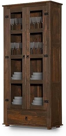 Armário De Cozinha Rústico Madeira Maciça 02 Portas Vidro Imbuia ...