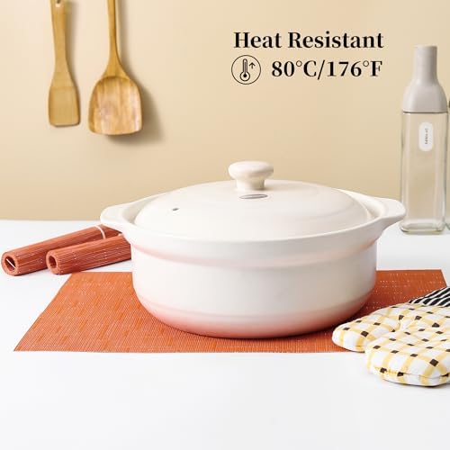 Leetaltree Orange Placemats Set of 12 - Heat Resistant Non-Slip Place mats for Dining Table, Washable Durable PVC Vinyl Woven Table Mats（Orange, 12）