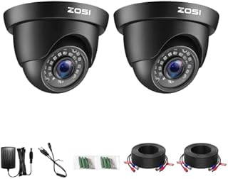 ZOSI 2 Pack 1080P HD TVI Security Camera Outdoor 80ft Night Vision, IP66 Weatherproof, Motion Detection, 2MP CCTV Surveillance Dome Cameras (Black)