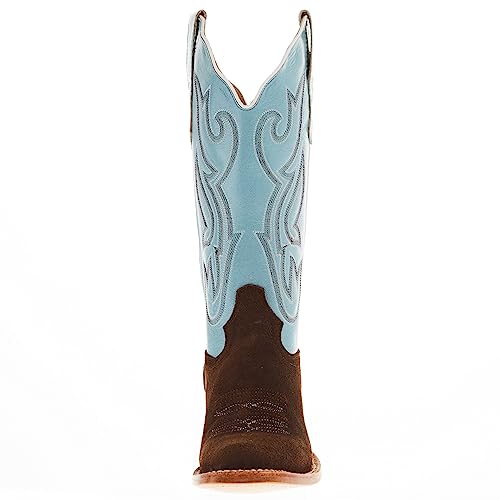 Women's Chocolate Rough Out 13 In Sky Blue Top Cowgirl Boot2