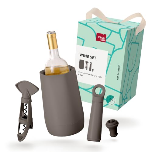 Vacu Vin Host Wine Set, Graphite Gift Box with Essential Accessories for Opening, Serving and Preserving Bottles