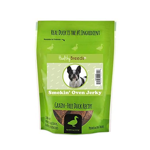 Healthy Breeds French Bulldog Smokin' Oven Grain-Free Duck Recipe Jerky Dog Treats 4 oz