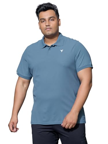 Image of TECHNOSPORT Men's Solid Slim Fit Polo Collar T-Shirt MATPIQ Half Sleeve Button Polyester for Gym Golf Casual Anti Odour UPF50+