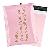 RUSPEPA Poly Mailer Shipping Bag with Self Sealing, Business Text Printed Design, 50 Packs 14.5 x 19 inches, Pink
