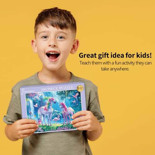 Puzzle de 200 piezas, juego familiar Unicorn Rainbow para niños y adolescentes miniatura 5