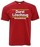 Durst Löschzug Einsatzleitung Herren T-Shirt Kurzarm Rundkragen Brustdruck | Rot | Größe XL