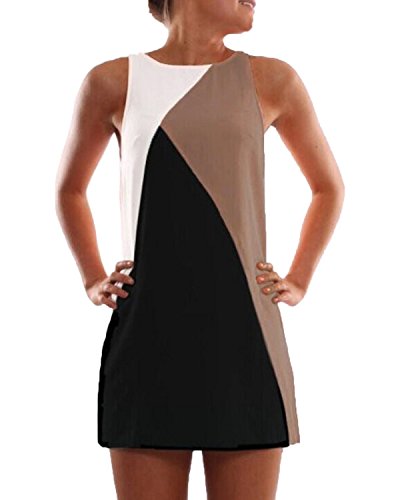 Minetom Donne Ragazze Estate Mini Vestito Splicing...
