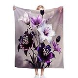 Gumntun Mantas Cama 180-240x260 cm Mujer Lirio Morada, 3D Estampado Manta Sofá de Franela, Sherpa Gruesa Caliente Frazada para Mujeres Hombres Parejas y Familias_24518a