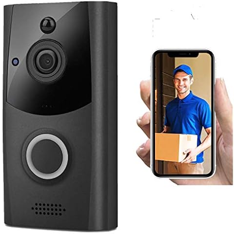 Smart Video Doorbell, Two Way Chat, Rechargeable, Extra Chime, WiFi Water Resistant Door Camera, Night Vision, IR Intruder Detect, Free App + Cloud Storage, Wireless Door Camera Record Video + Pics Cover