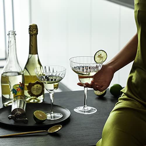 1500° C Tabletop Radial Ray Margarita Glasses 11 Oz. Set Of 4 With Long Stem For Cocktails #TOP1