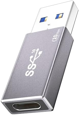 10Gbps Double Sided USB to USB C Adapter, Type C Female to USB 3.2 Male Adapter - 60W Fast Charging for iPhone 16 15 14 Plus Pro Max, Laptop, Samsung Galaxy S24 23, Car