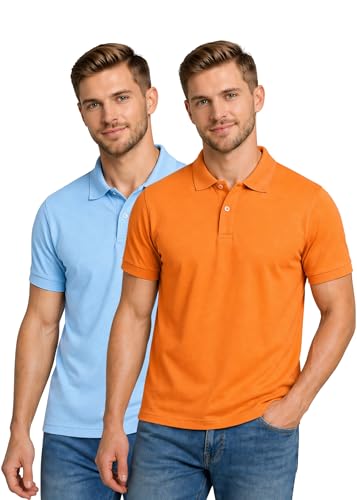 Image of INKKR Men's Combo Polo Neck Cotton Blend Solid T-Shirt (Pack of 2)