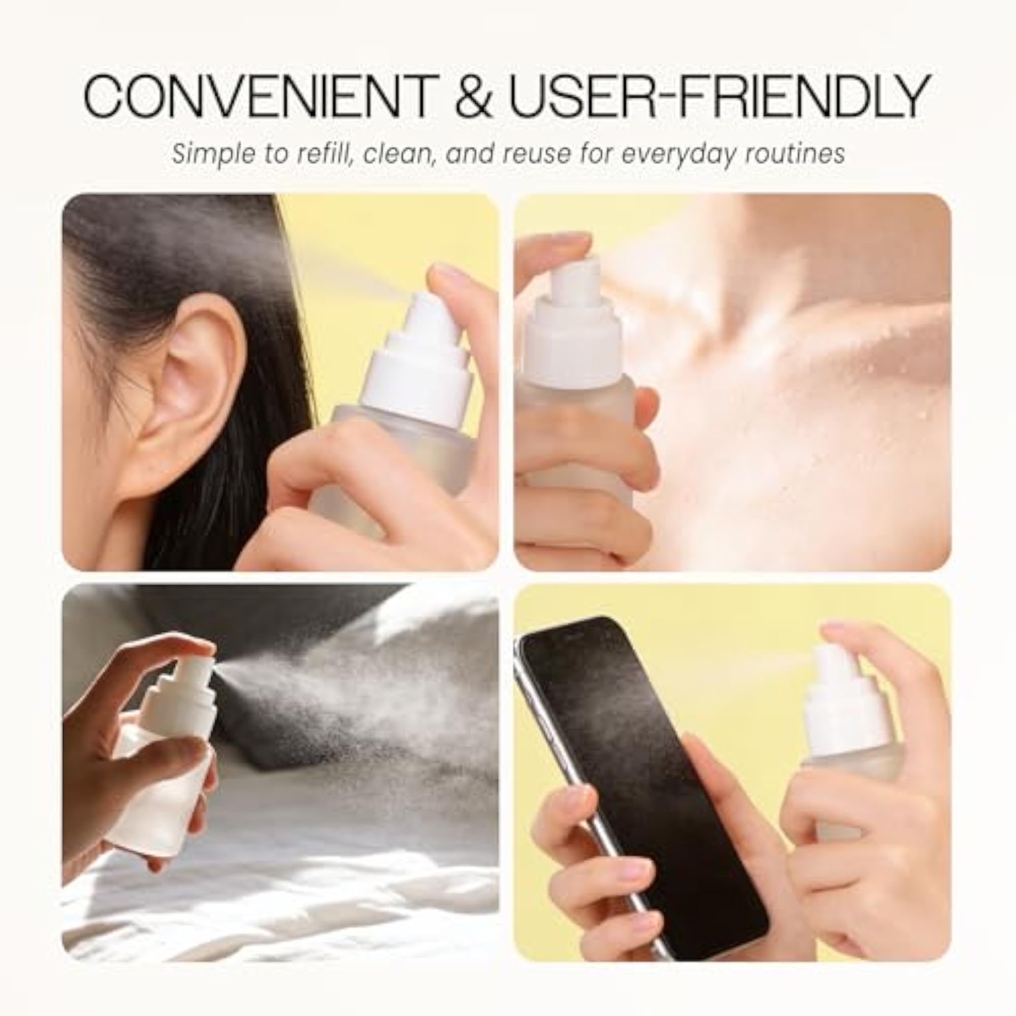 Refillable Gold Frosted Glass Spray Bottle, Fine Mist