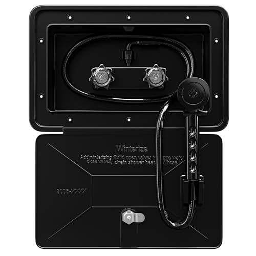 Image of RV Exterior Shower Box Kit ABS Hose Camper Trailer Cowboy Shower (Black)