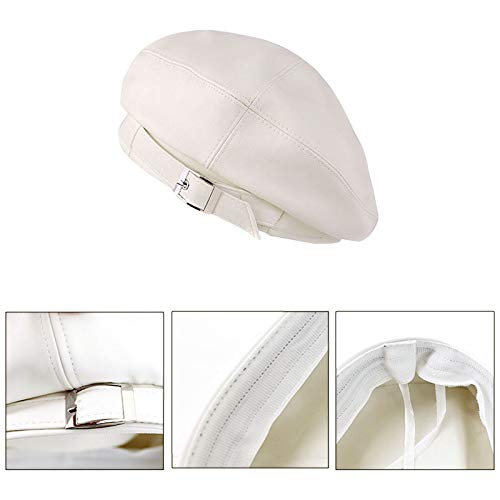 Kennedy Us Faux Leather Solid Military Beret Hat For Women Girls Retro Style British Beanie Hat Cap White #TOP5