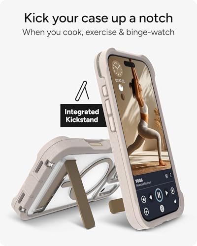 Image of ZAGG Rainier Case with Kickstand for iPhone 17 Pro - Gray Sandstone, Graphene 22ft (7m) Drop Protection, Lanyard Attach Points, MagSafe, Wireless Charging Compatible, 2-Piece Design, Phone Case