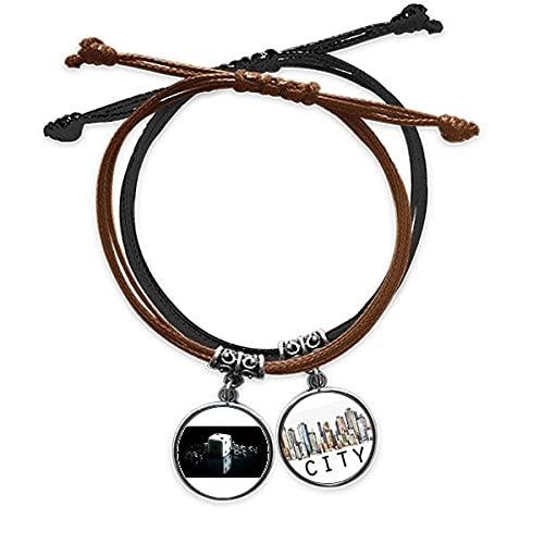 Bracelet main chaîne Paris Photo, gourmette corde et cordon cuir Sidi réglable