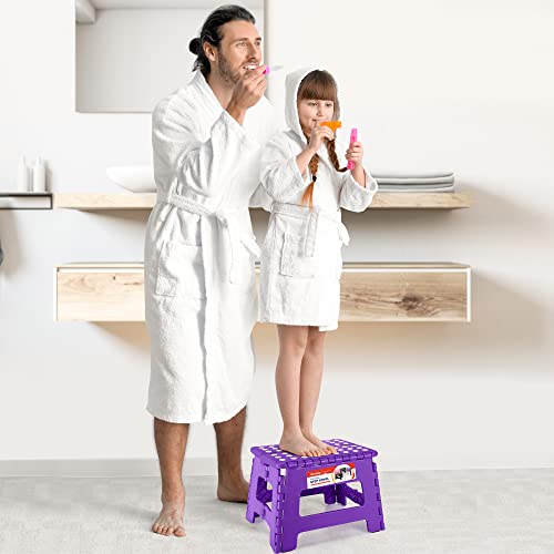 ACSTEP Folding Step Stool Portable Collapsible Plastic Step Stool, Foldable Step Stools, Non Slip Folding Stools for Kitchen Bathroom Bedroom (Purple)